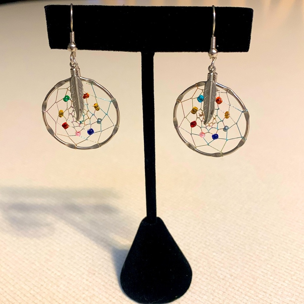 - Dreamcatcher Silver Tone Pierced Earrings